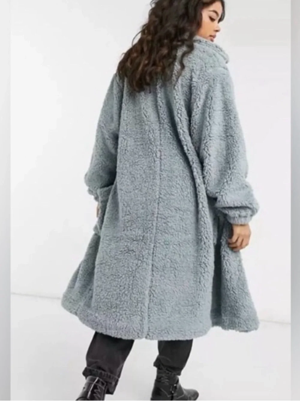 Free People Tessa Teddy Coat – Gray – Size Small – Like New